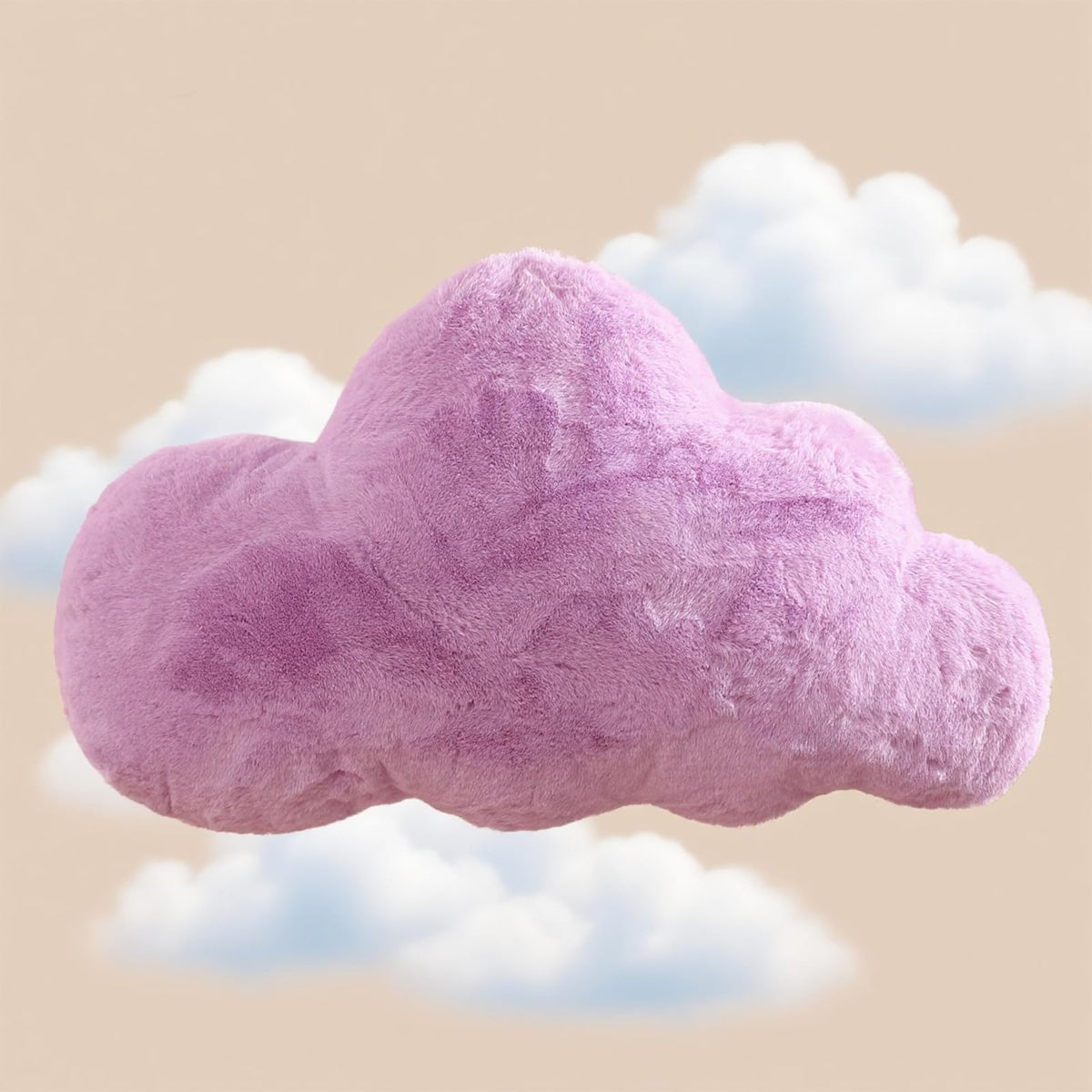 YRXRUS Cloud Pillows, White Cloud Shaped Pillow, Decorative Throw Pillow Gifts, Cute Plush Room Decor, Fluffy Faux Rabbit Fur 9.5"x16" Pillows for Living Bedroom Kids Room
