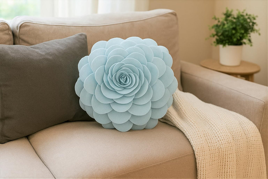 Fennco Styles Eva's Flower Garden Decorative Filled Throw Pillow 13" Round - Floral Accent Pillow for Home, Couch, Bed, Living Room, Holiday and Office Décor (Ivory)