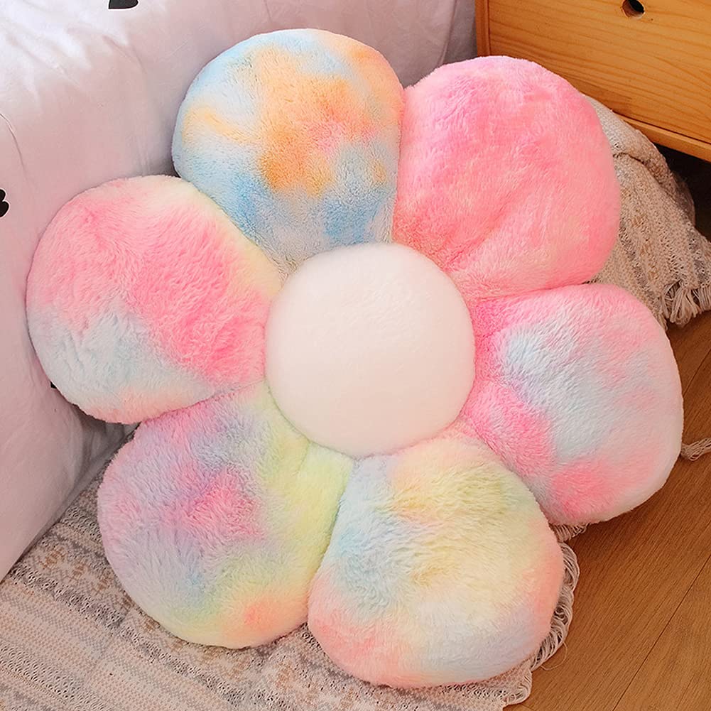 lannery Flower Plush Throw Pillows, Flower Floor Pillow Seating Cushion Toy for Reading, Room, Watching TV (11.8", Yellow-2)