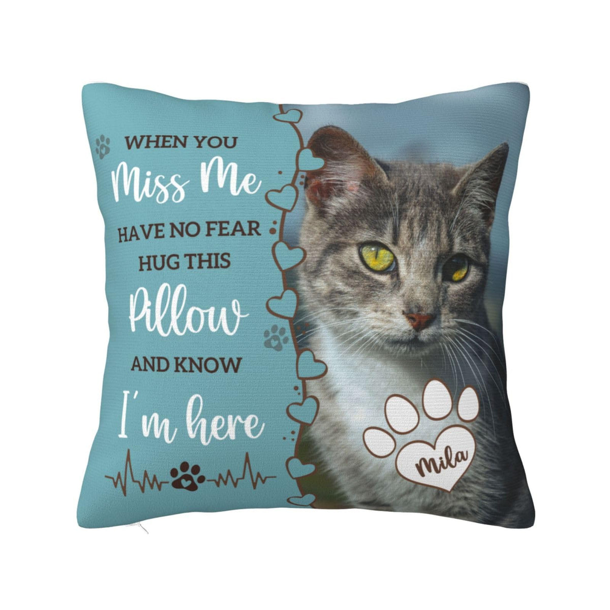 Personalized Pet Memorial Throw Pillow with Photo,Dog/Cat Loss Sympathy Gift,Pet Loss Bereavement Remembrance Gifts,Custom Pillowcase with Picture Two-Sided Design (Cream)