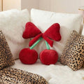 Beeveer Bow Cherry Throw Pillow Preppy Room Decor, Dark Red, Small