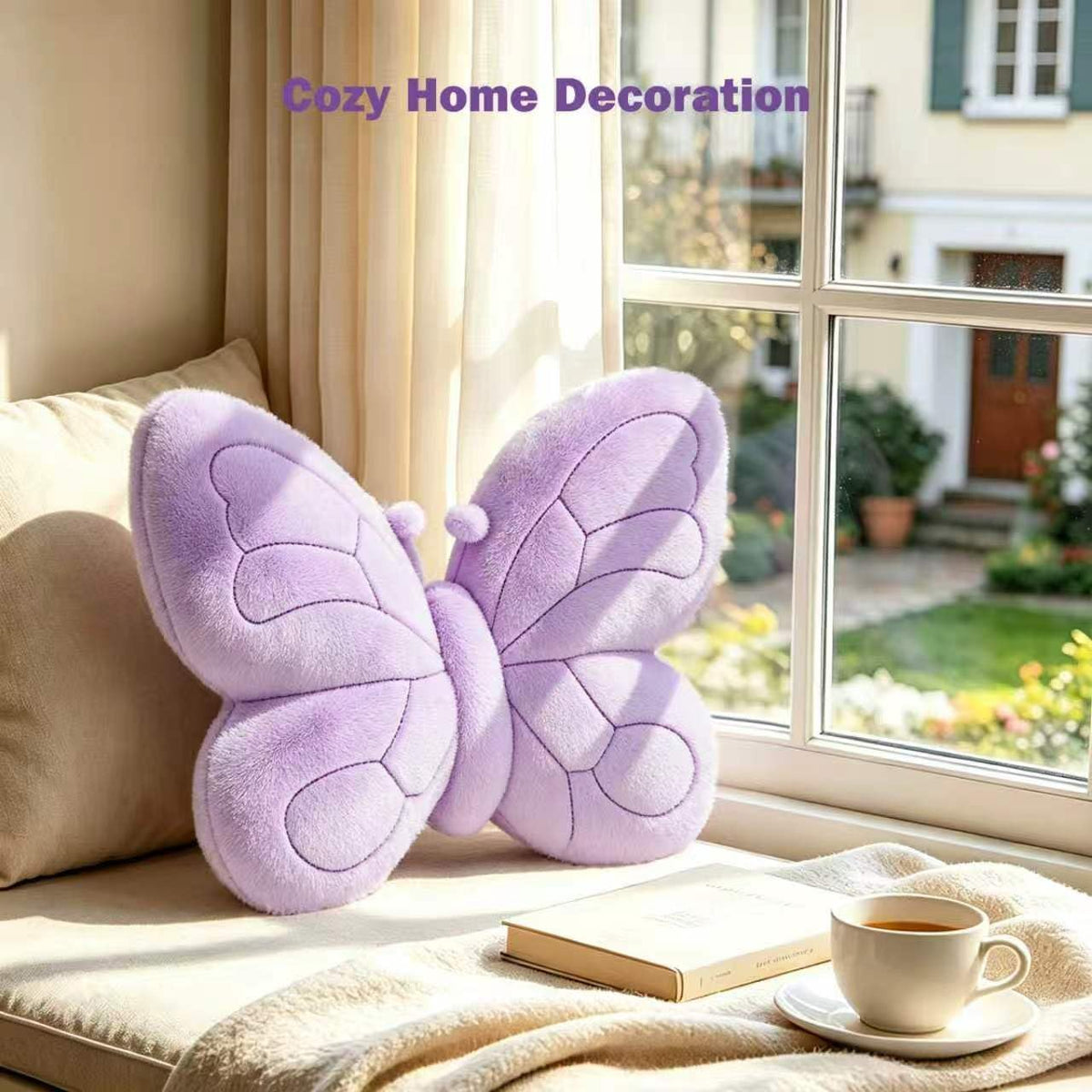 LANPU Butterfly Shaped Plush Throw Pillow for Sofa, Bed and Chair Decor