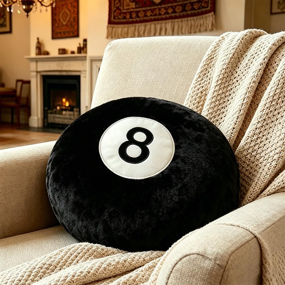 Cheetah 8 Ball Pillow - 14 Inch Leopard Print Throw Pillow, Soft Faux Fur Round Decorative Cushion for Home Bed, Sofa, Couch, Bedroom & Living Room (Cheetah)