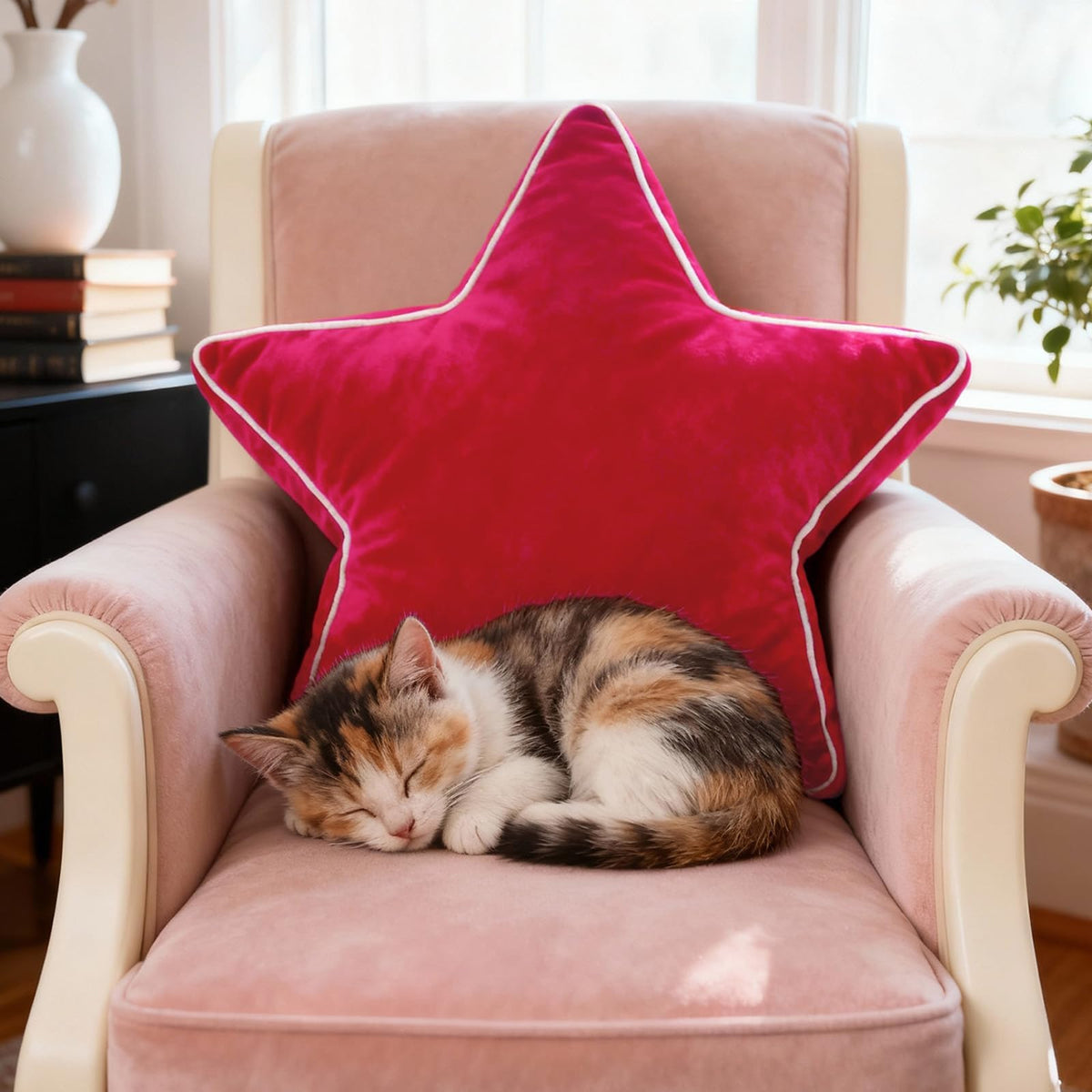 Star Pillow - 22 Inches Decorative Pillows Cozy Room Décor Large Throw Pillow Accent Floor Cushion Yellow