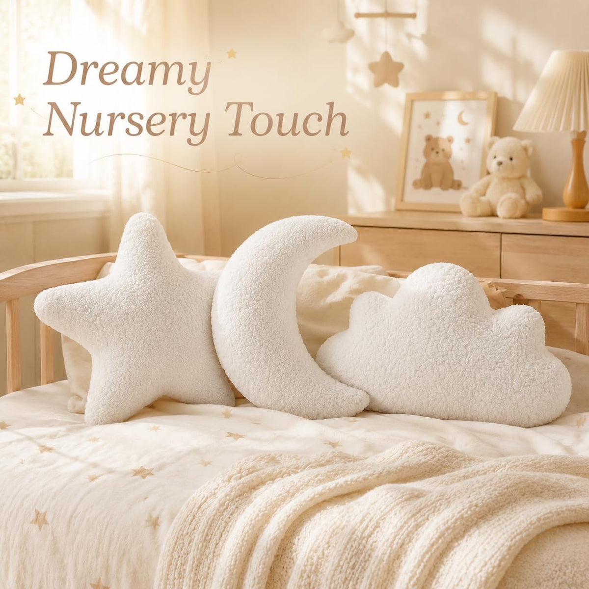 Cumule 3 Pack Cloud Moon Star Shaped Throw Pillows 16 Inch