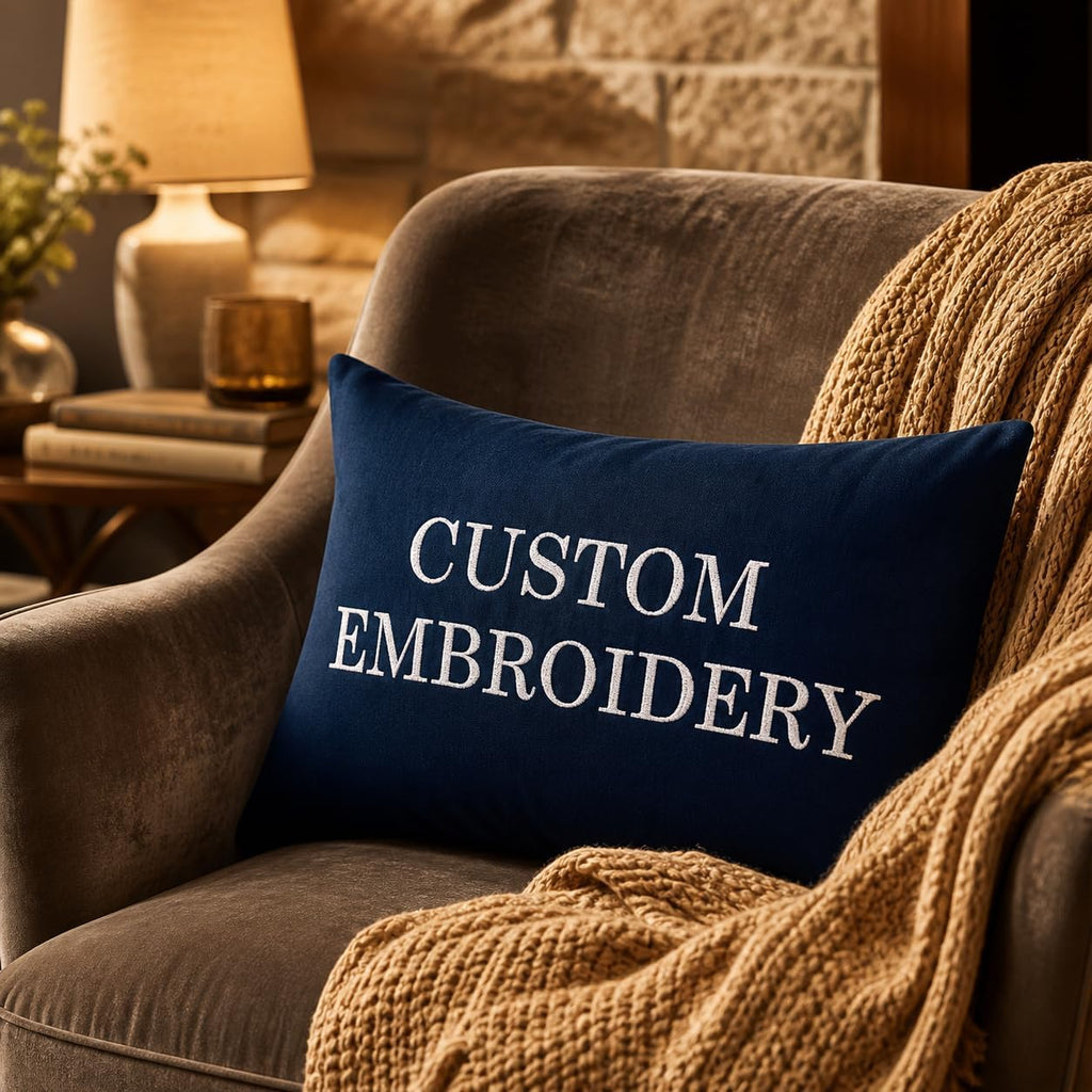 Create Your Own Embroidered Throw Pillow – Personalized with Name, Quote, Monogram, Logo or Shape – Handmade on Durable Cotton – Thoughtful Gift Idea for Loved Ones, Home Accent or Special Occasions