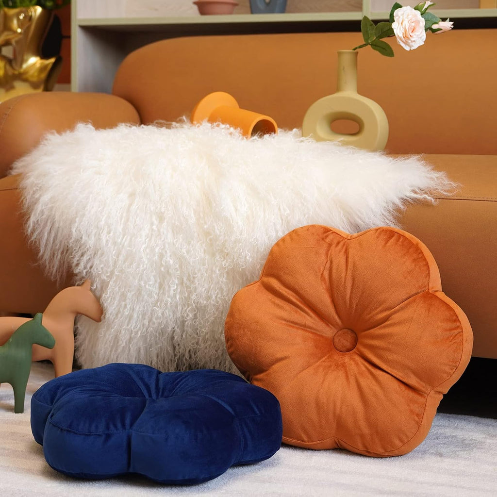ARTMAGIC Flower Shaped Throw Pillow Velvet Cute Decorative Throw Pillows