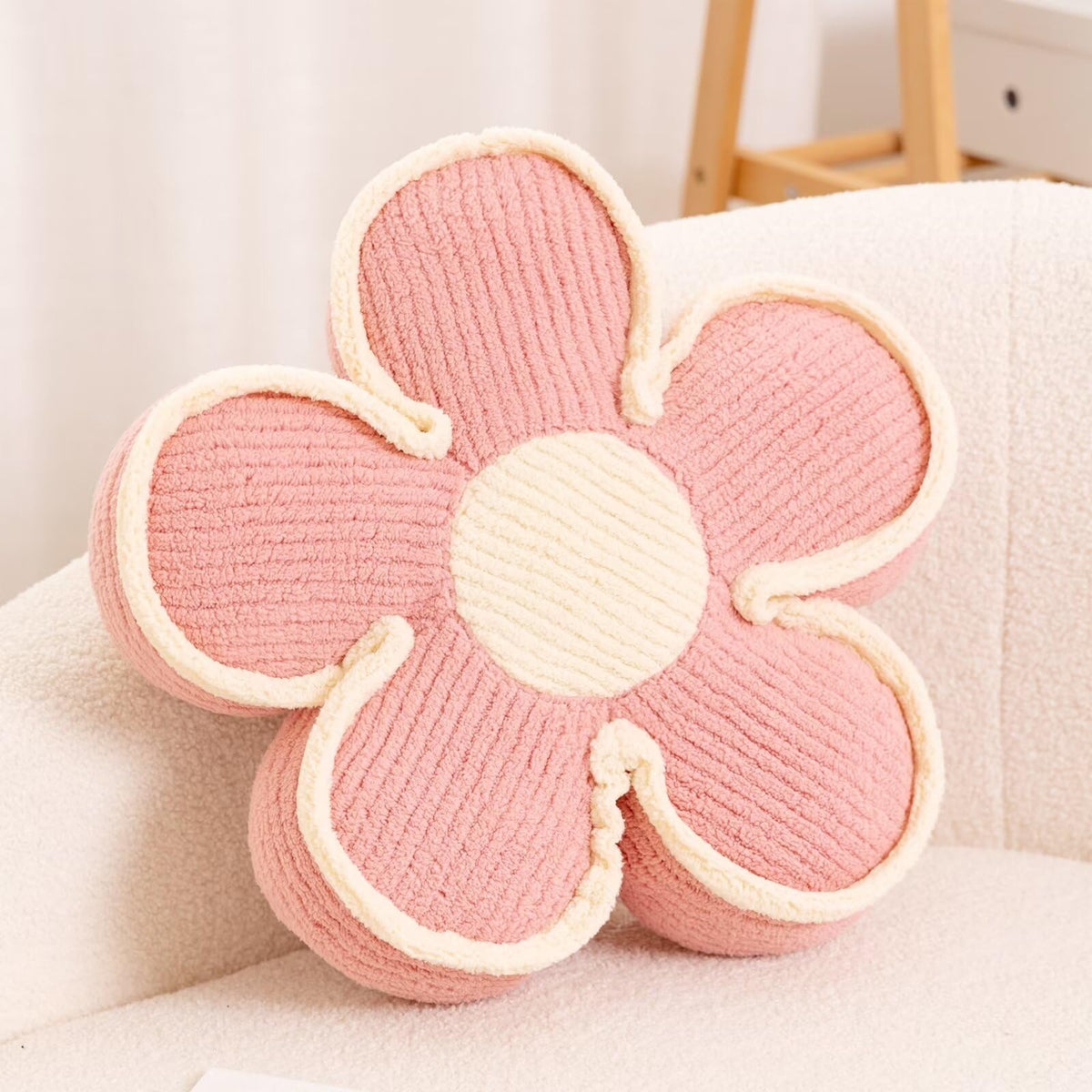 Kcvvcr Soft Flower Shaped Floor Cushion, Plush Decorative Throw Pillow, Cute Seating Cushion, Room Decor Pillow for Sofa Couch Bed (13.7 Inch, Black)