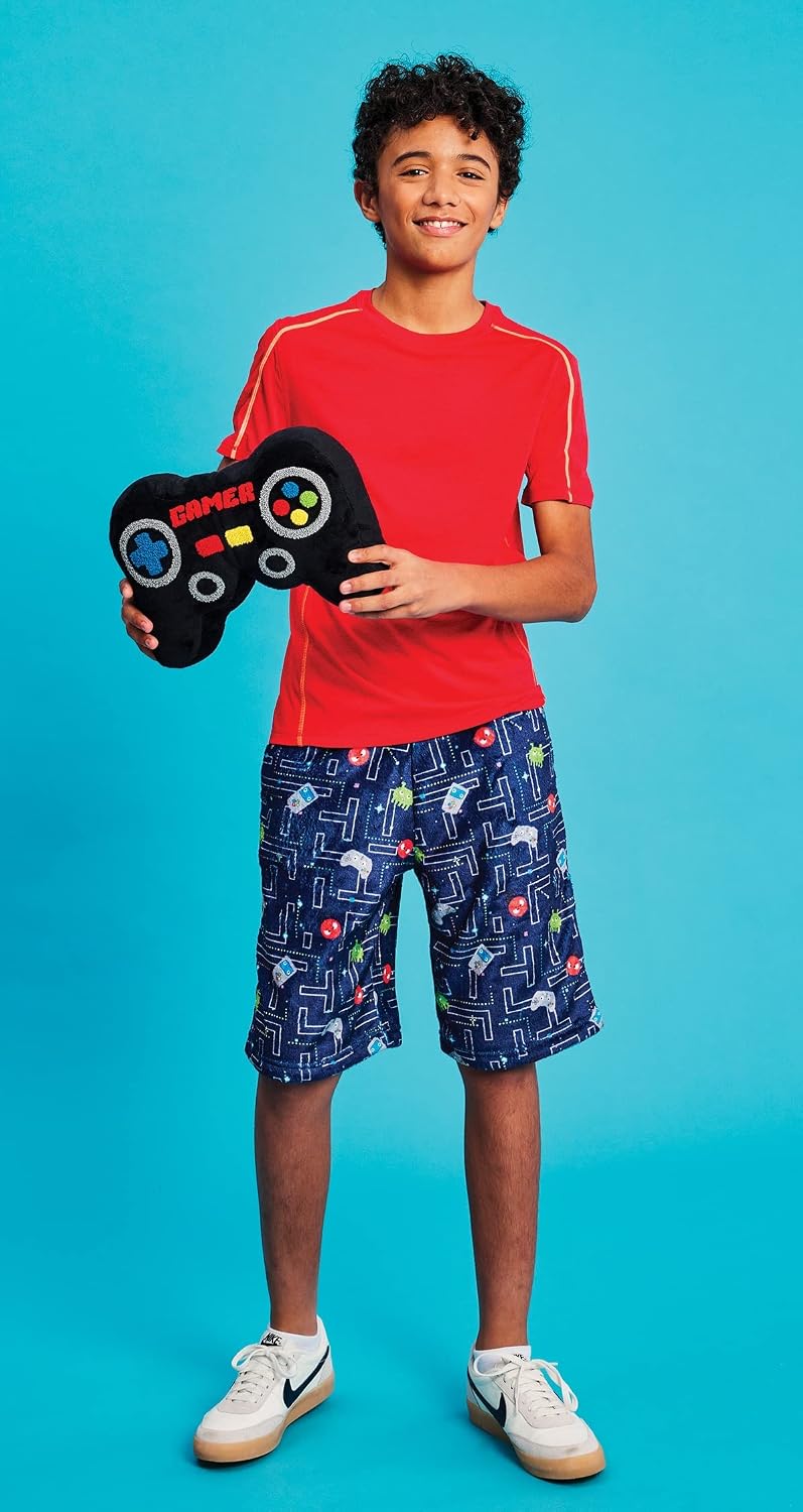 iscream 3D Plush Video Game Controller Shaped 12.5" x 8" Chenille Accent Pillow