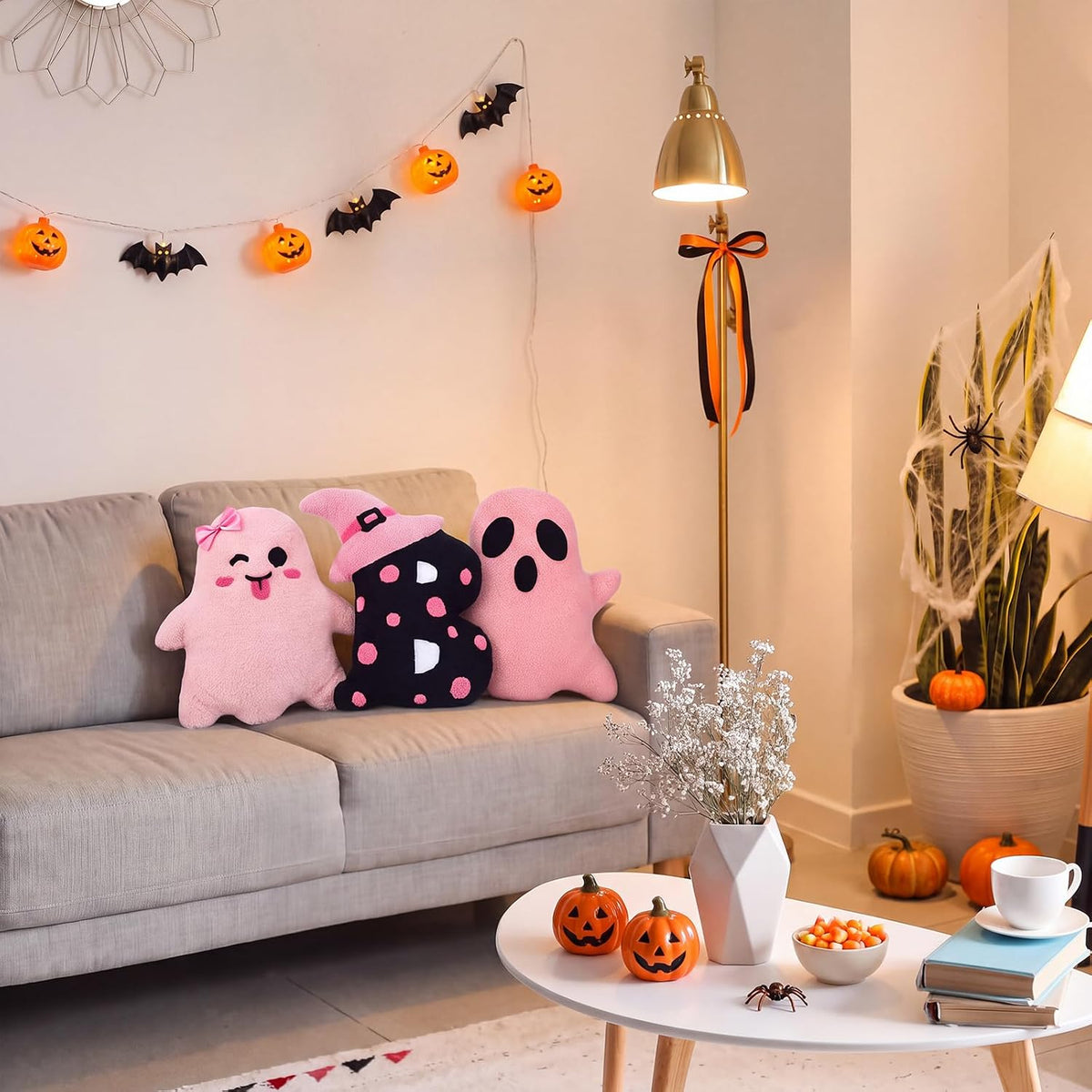 3 Pcs Boo Ghost Halloween Decorative Throw Pillows