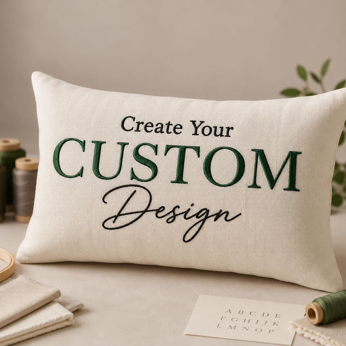 Create Your Own Embroidered Throw Pillow – Personalized with Name, Quote, Monogram, Logo or Shape – Handmade on Durable Cotton – Thoughtful Gift Idea for Loved Ones, Home Accent or Special Occasions