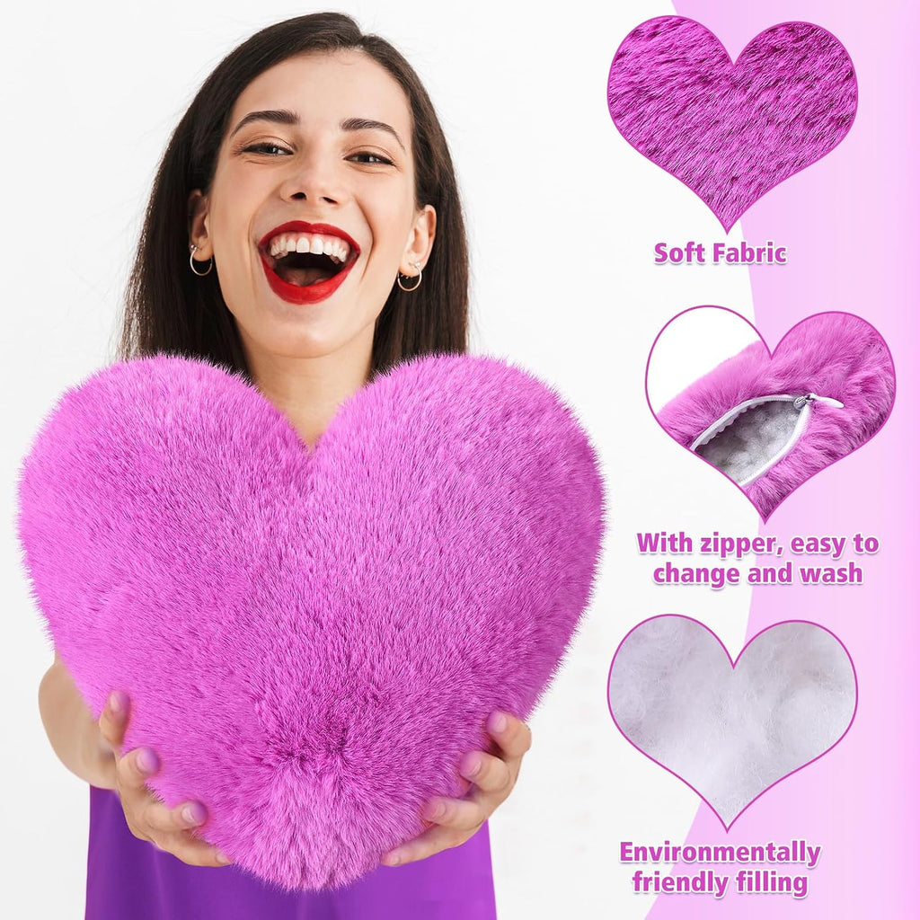 Liliful 6 Pcs Purple Heart Decorative Pillows