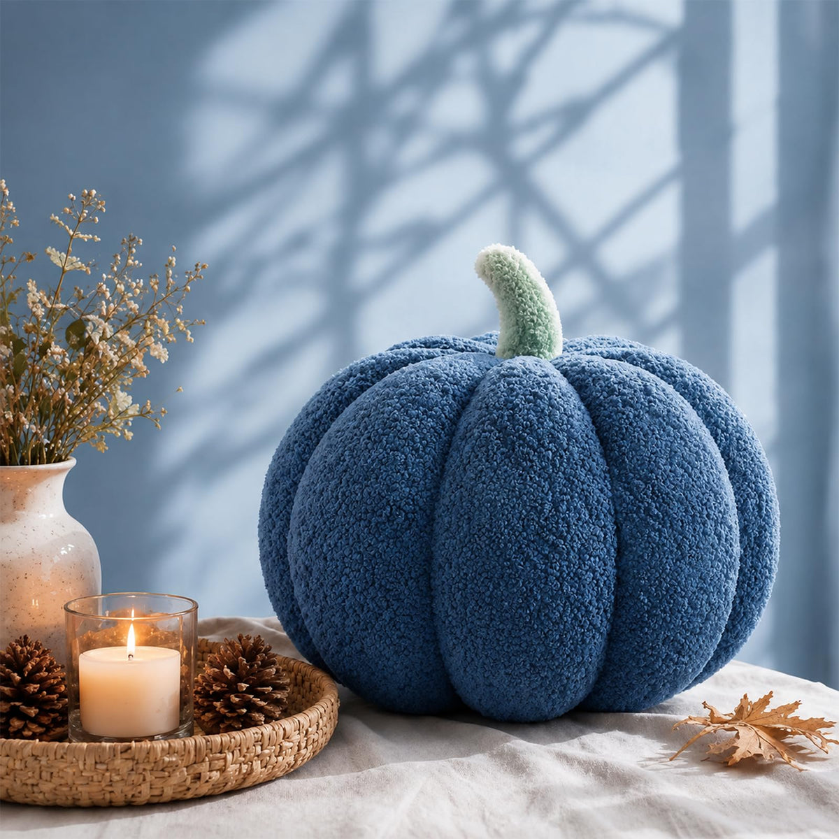 Juexica Stuffed Pumpkin Pillow Fall Halloween Decor Cushion,White,Small