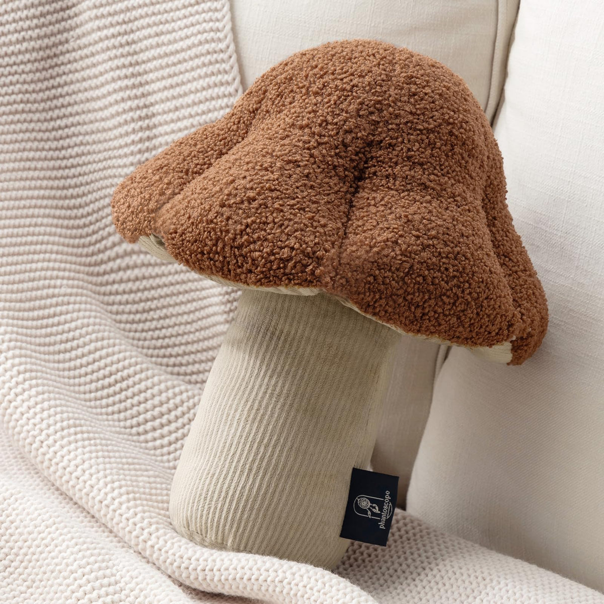 Phantoscope Mushroom Shaped Throw Pillow, Teddy Fleece Soft Mushroom Decorative Pillows Cute 3D Shaped Cushion for Couch Sofa Bed Chair, Light Green,13 x 12 inches
