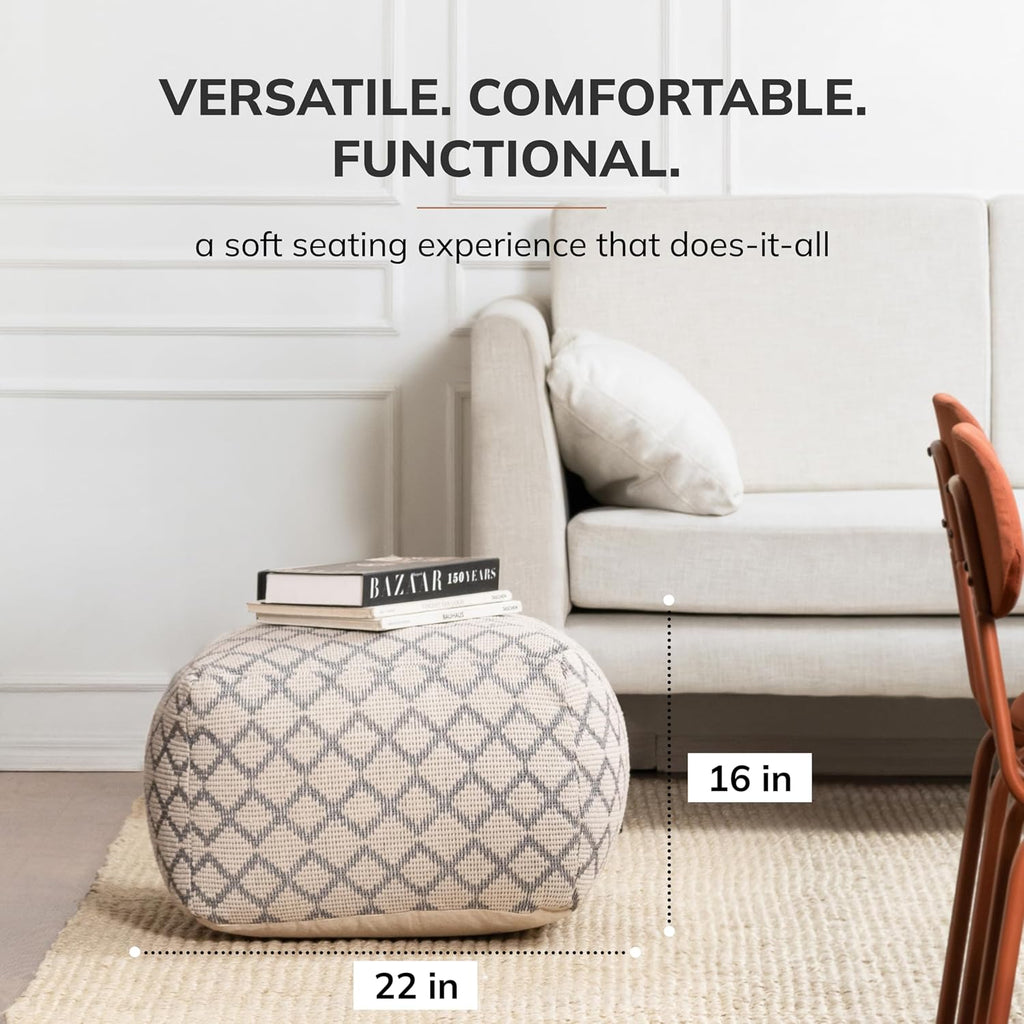 Anji Mountain 16" H x 22" W Handmade Pouf Ottoman for Living Room & Couch