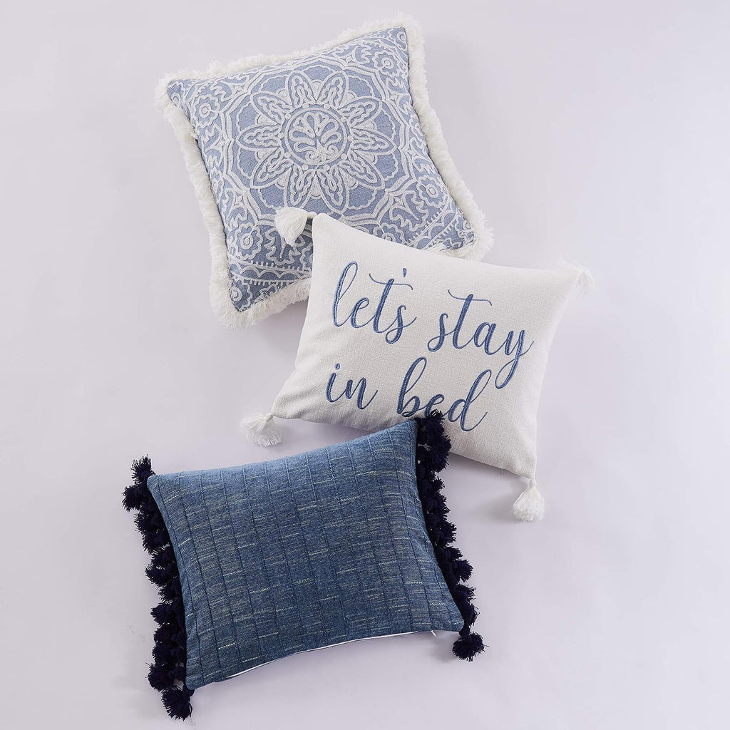 Levtex Home - Bennett - Decorative Pillow (14 x 18in.) - Stay in Bed - Blue and White