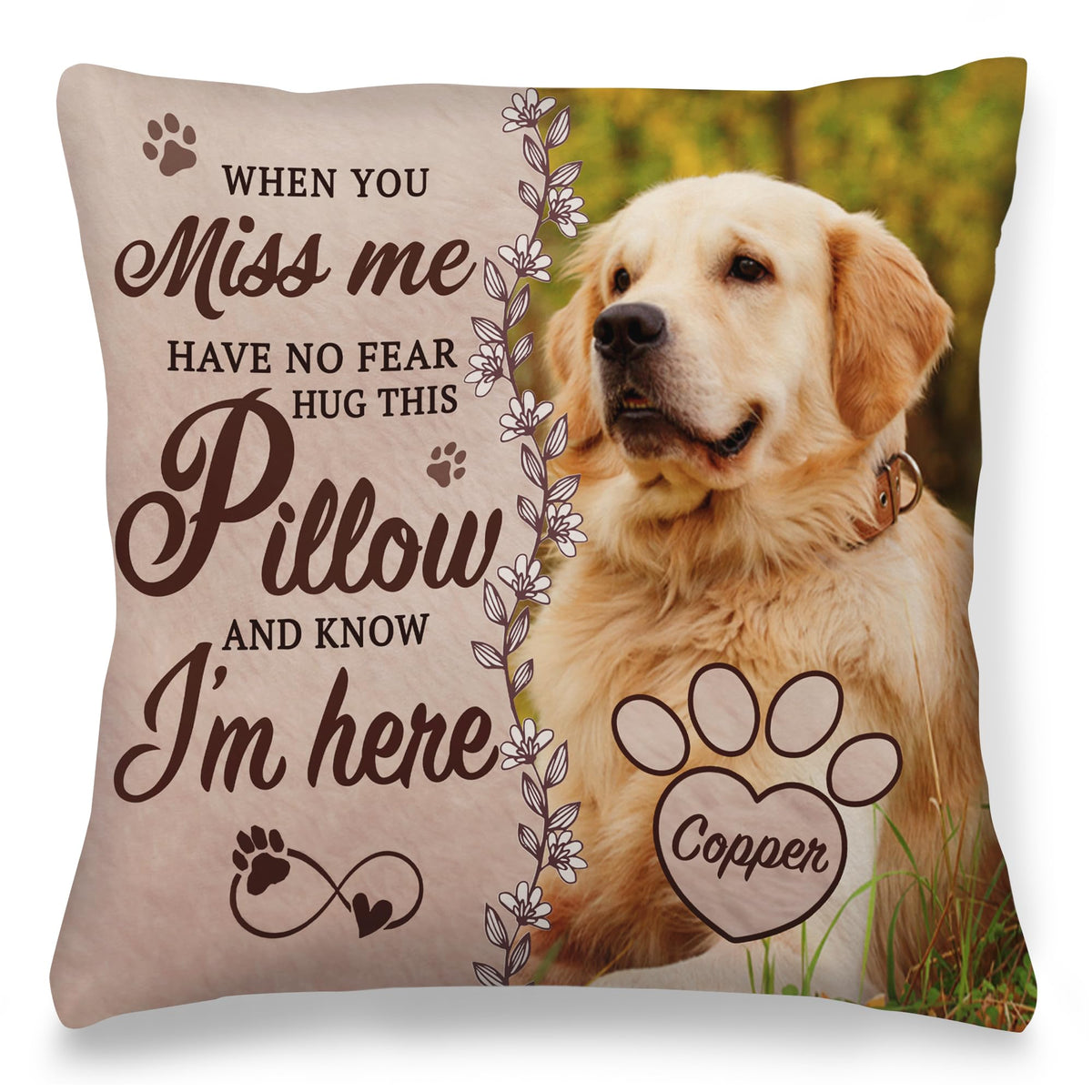 Custom Pet Throw Pillow with Photo Text, Customized Pet Memorial Gifts, Personalized Pet Photo Gifts for Dog Lovers, Loss of Dog Sympathy Gift Personalized, Cats Dogs Remembrance Bereavement Gift