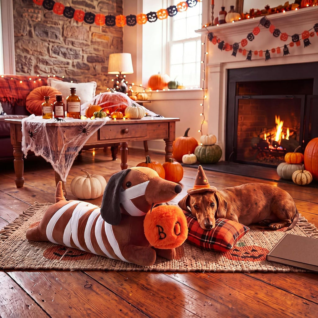 Gerrii 19'' Halloween Mummy Dachshund Pillow Dachshund Halloween Decoration