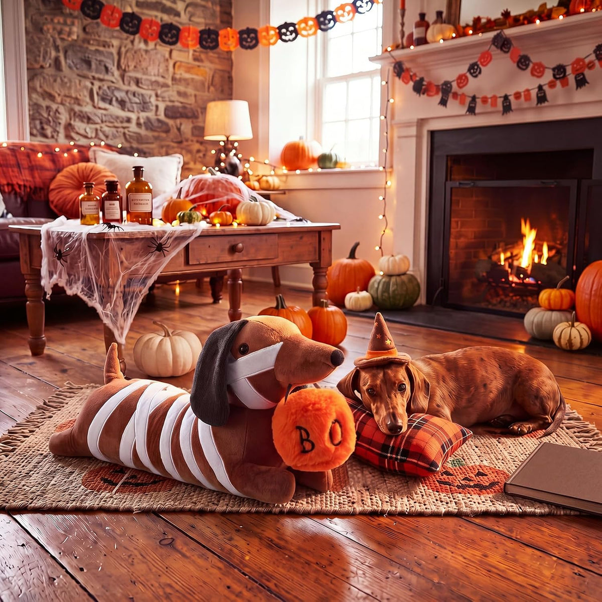 Gerrii 19'' Halloween Mummy Dachshund Pillow Dachshund Halloween Decoration