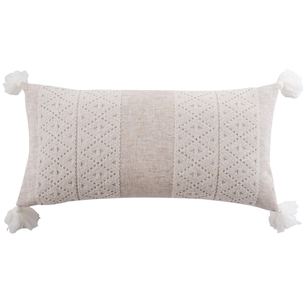 Levtex Home - Adare Taupe - Decorative Pillow (12 x 24in.) - Floral - Taupe, Grey and Cream