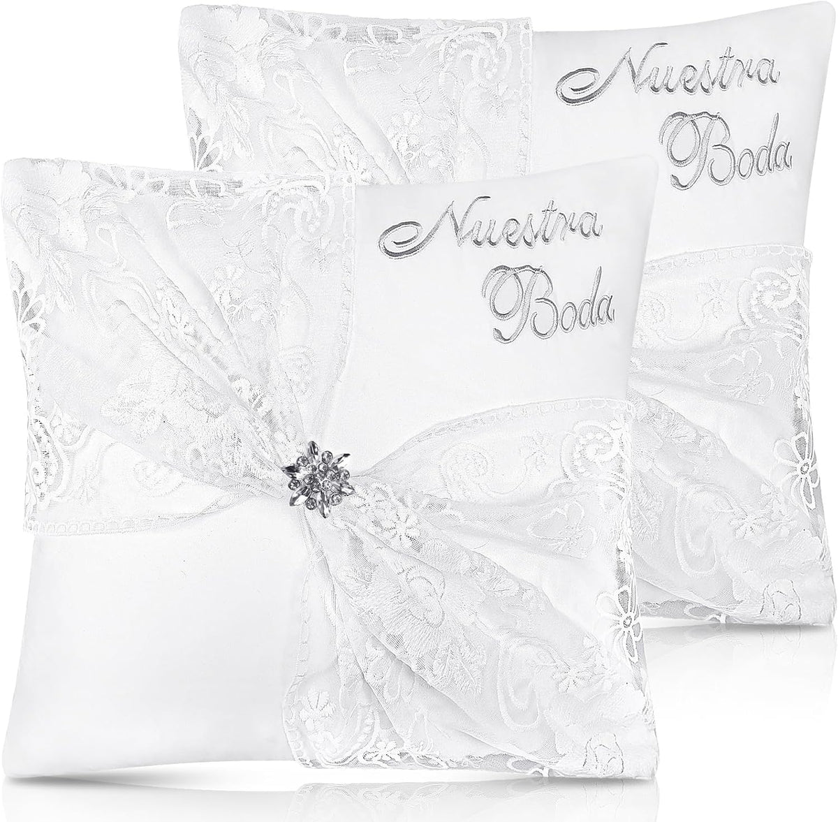 SmoothNovelty 2 Set Wedding Kneeling Pillows 17x15 Inch Nuestra Boda Satin