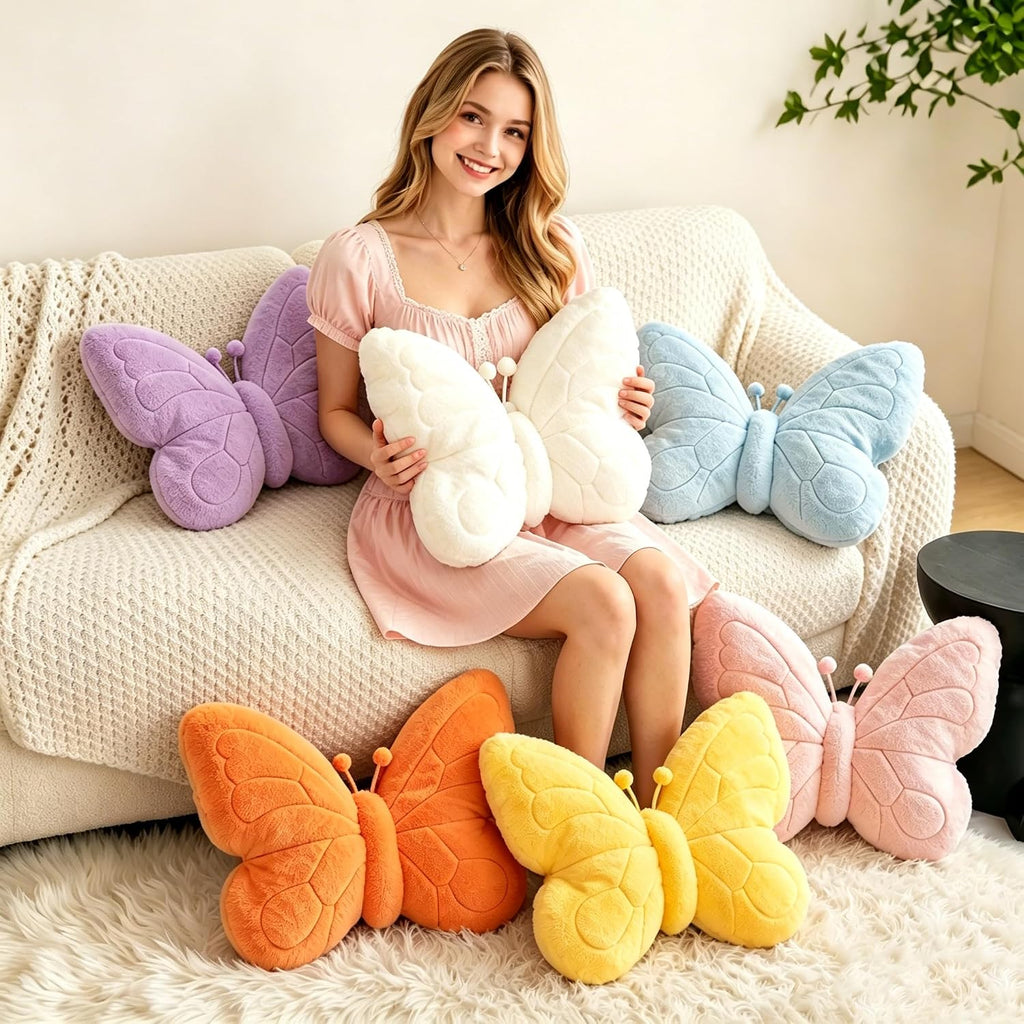CANGHI Butterfly Pillow,Butterfly Throw Pillow,Pink 15"x18" Plush Cushion