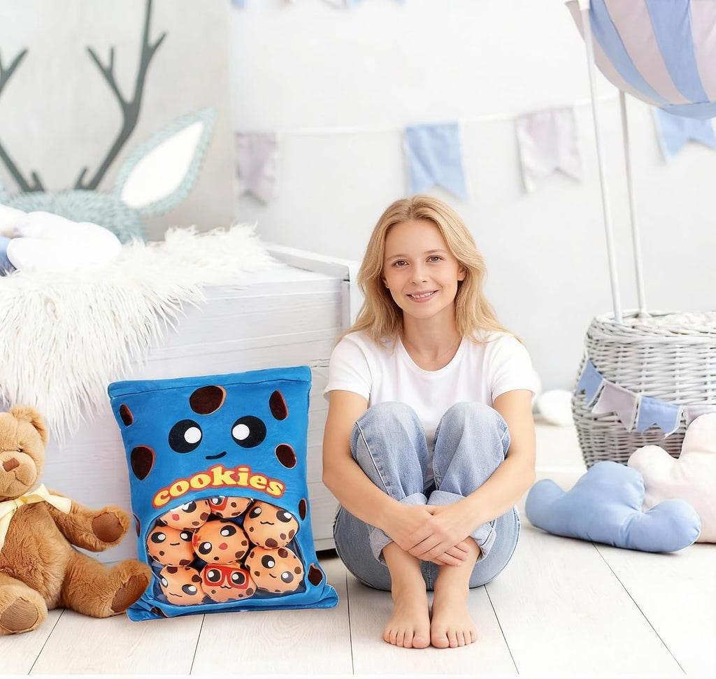 Civaner Cookies Plush Pillow, Kawaii Room Decor, 8 Cookies in 1 Bag