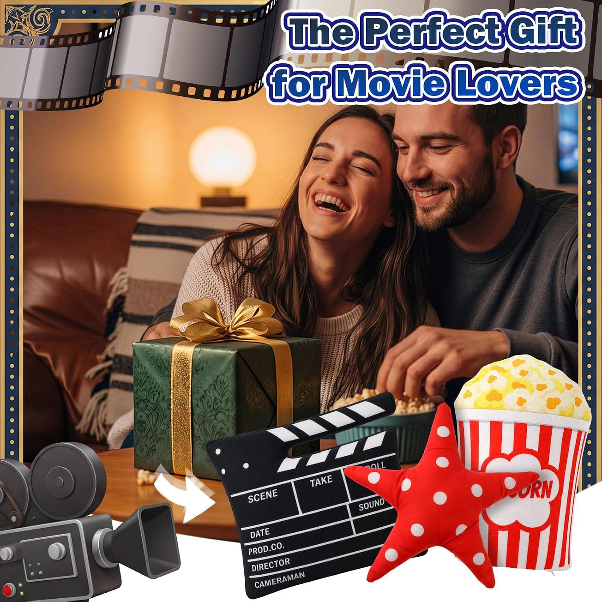 Tingjoo 3 Pcs Movie Night Throw Pillows 11 Inch Popcorn Star,Movie Night
