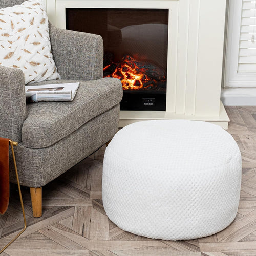 Asuprui Pouf Ottoman Unstuffed Ottoman Foot Rest No Filler Floor Pouf Soft Foot Stool 20x20x12 Inches Fuzzy Chair Floor Chair with Storage for Living Room Bedroom White