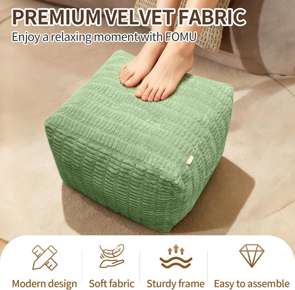 Pouf Ottoman, Soft Corduroy Pouf, Poofy Ottoman Foot Rest，Poufs for Adults, Poofs & Ottomans Furniture, Floor Poof-Chair for Living Room & Bedroom(1PC, Fruit Green, 26"×26"×16")
