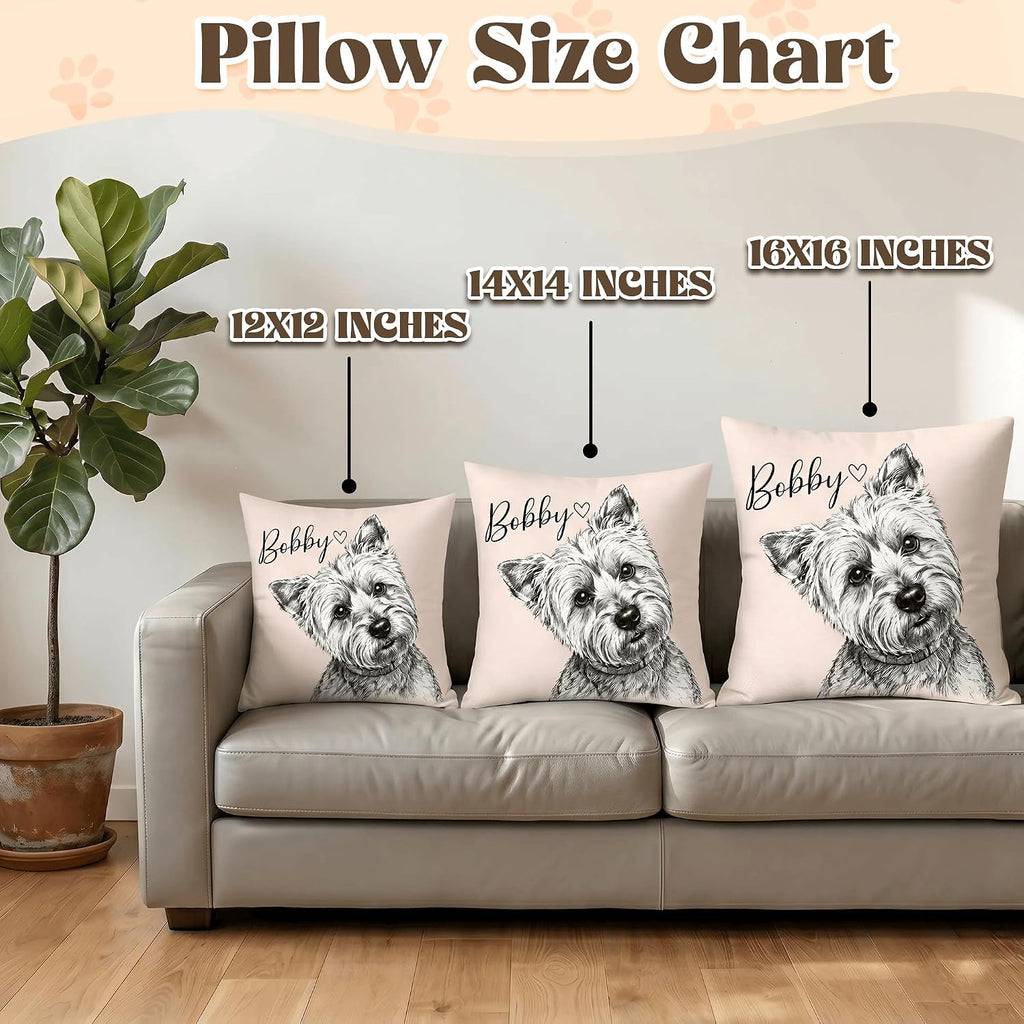 Custom Pet Throw Pillow with Photo Text, Customized Pet Memorial Gifts, Personalized Pet Photo Gifts for Dog Lovers, Loss of Dog Sympathy Gift Personalized, Cats Dogs Remembrance Bereavement Gift