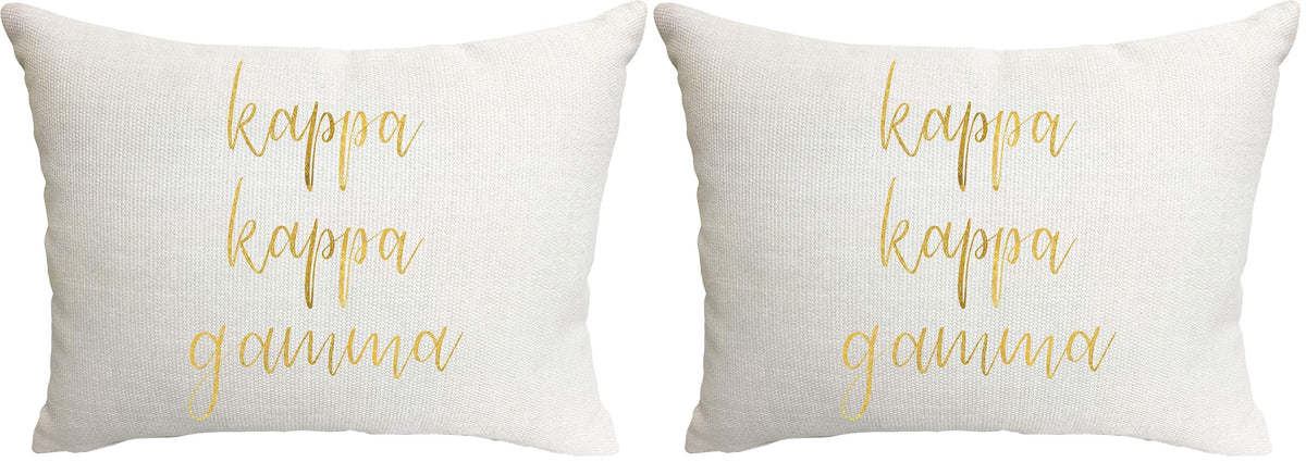 Sorority Shop Kappa Kappa Gamma Pillow – Gold Script Design, 12" x 16" Lumbar Pillow Sorority