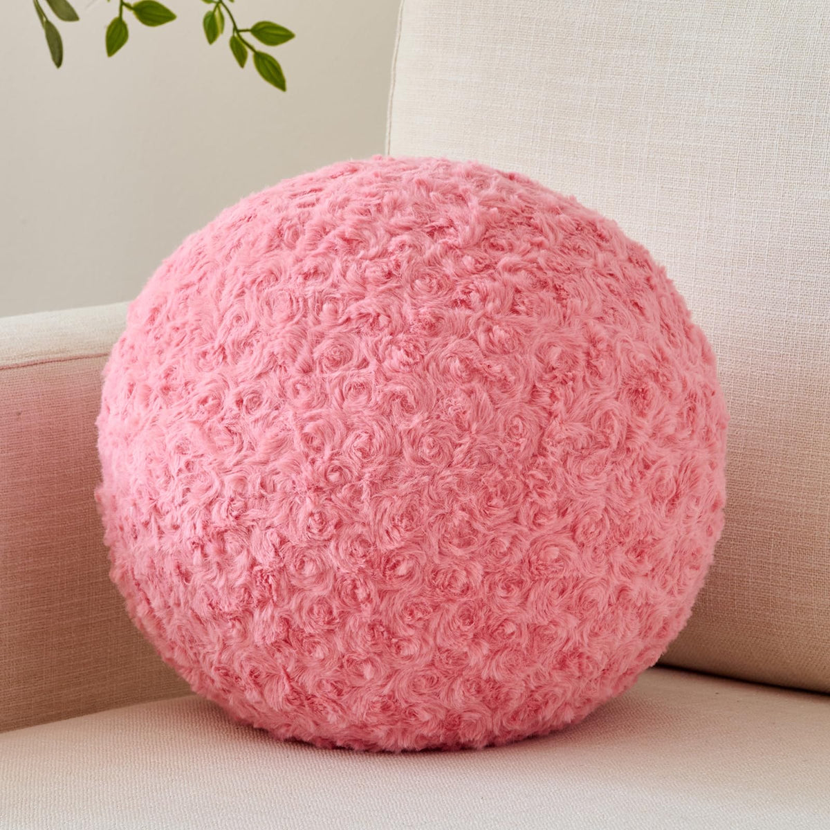 Ball Pillow, Decorative Round Pillow for Couch n, Circle Throw Pillows, Perfect Ball Pillows for Couch, Stylish Decorative Pillows, Versatile Round Throw Pillow (White, Mini-8.6 Inches)