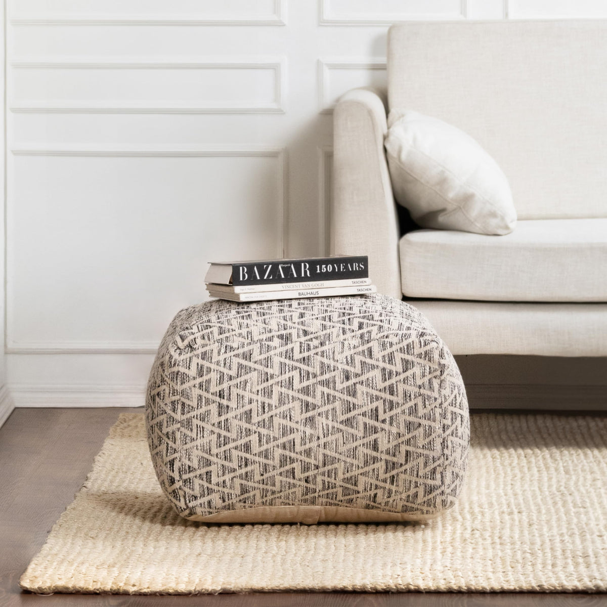 Anji Mountain 16" H x 22" W Handmade Pouf Ottoman for Living Room & Couch