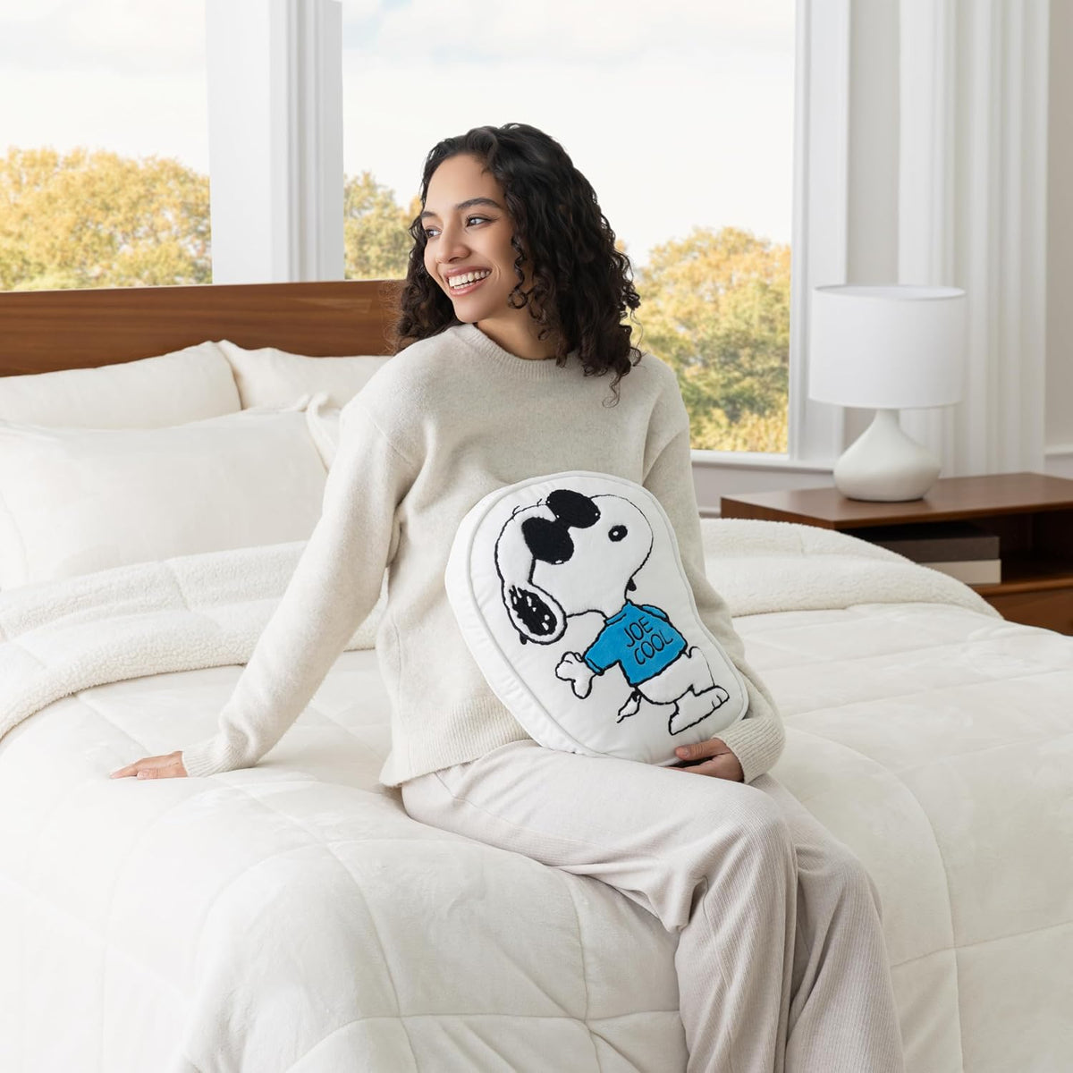 Berkshire Peanuts® Plush Throw Pillow, Gift Idea, Snoopy Cute Character Shaped Cushion, Soft Cozy Decor for Bed Couch Chair(Joe Cool Pillow All Colorways, 15.5’’ L)