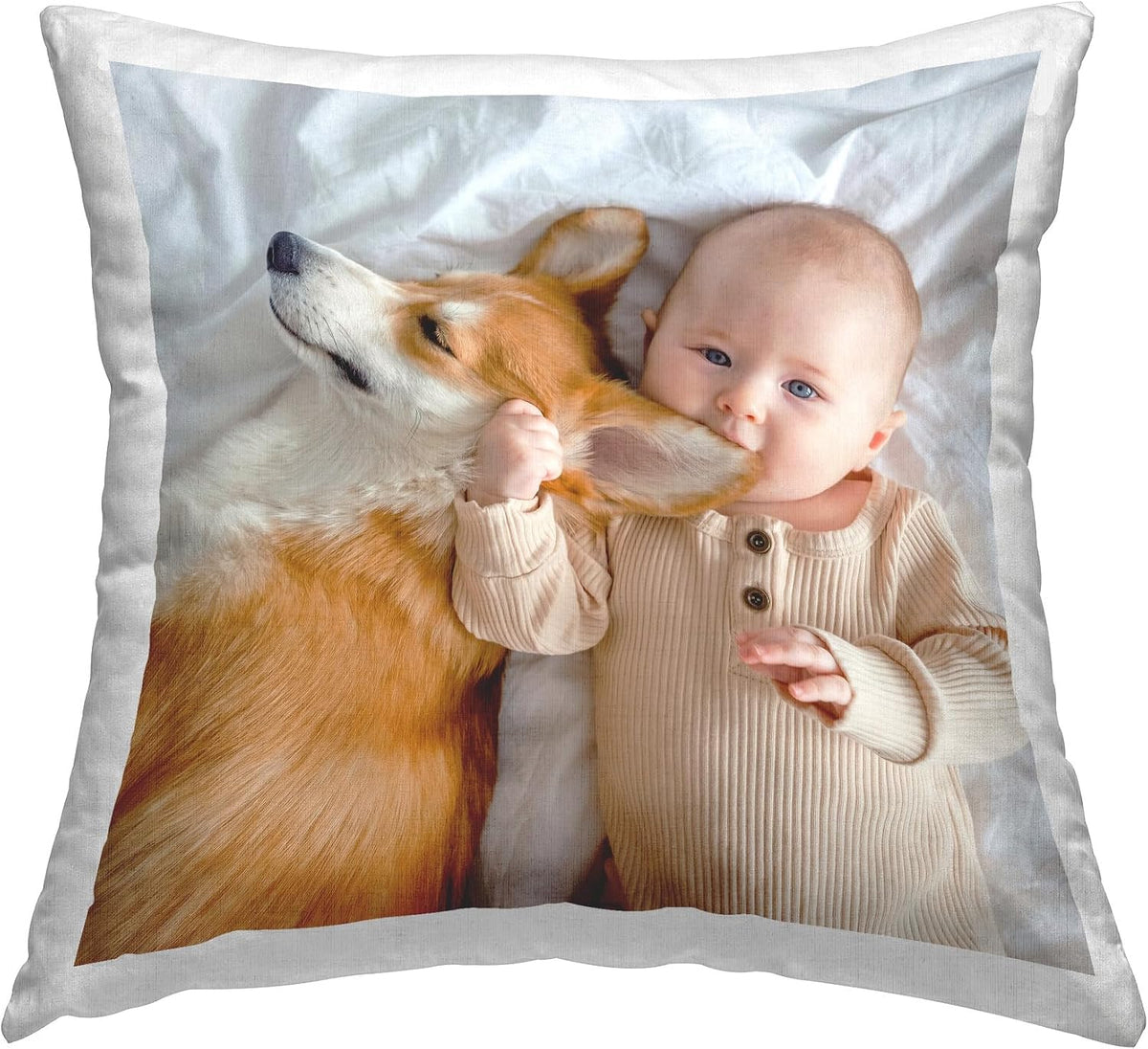 Personalized Throw Pillow – Custom White Square Indoor Cushion 18x18 – Add Your Text – Stupell Industries – Made in USA Home Décor