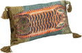 Creative Co-Op Cotton Velvet Blend Tiger Lumbar Pillow with Tassels, Multicolor