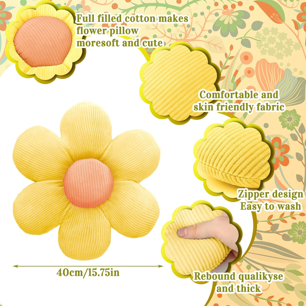 Sratte 10 Pcs Flower Pillows Daisy Pillows Seating Cushions, 15.75 Inches