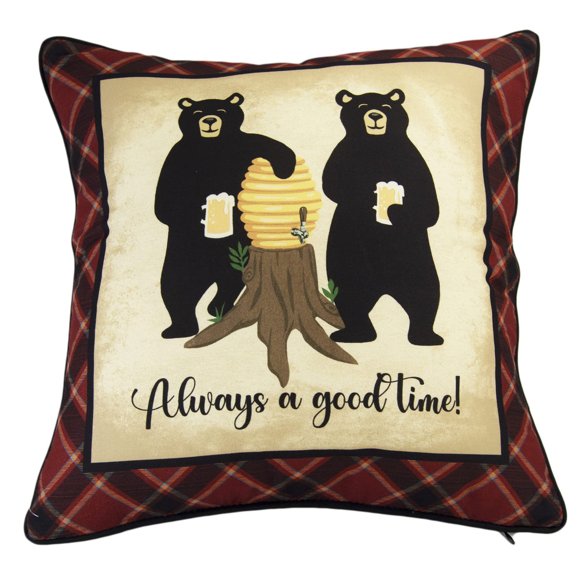 Donna Sharp Bear Walk Plaid Lodge Throw Pillow, 11" x 22"