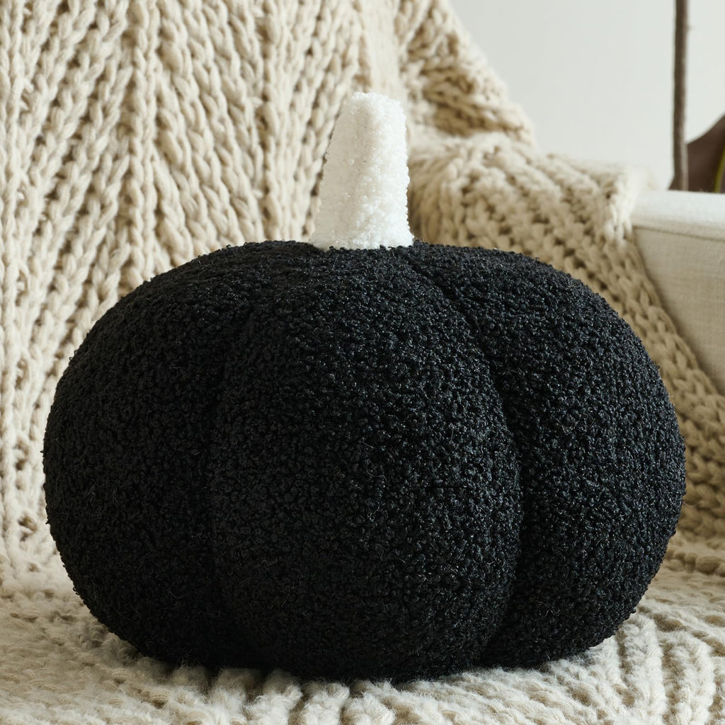 Pumpkin Pillows, Halloween Fall Room Décor (White, 8.6 Inches)