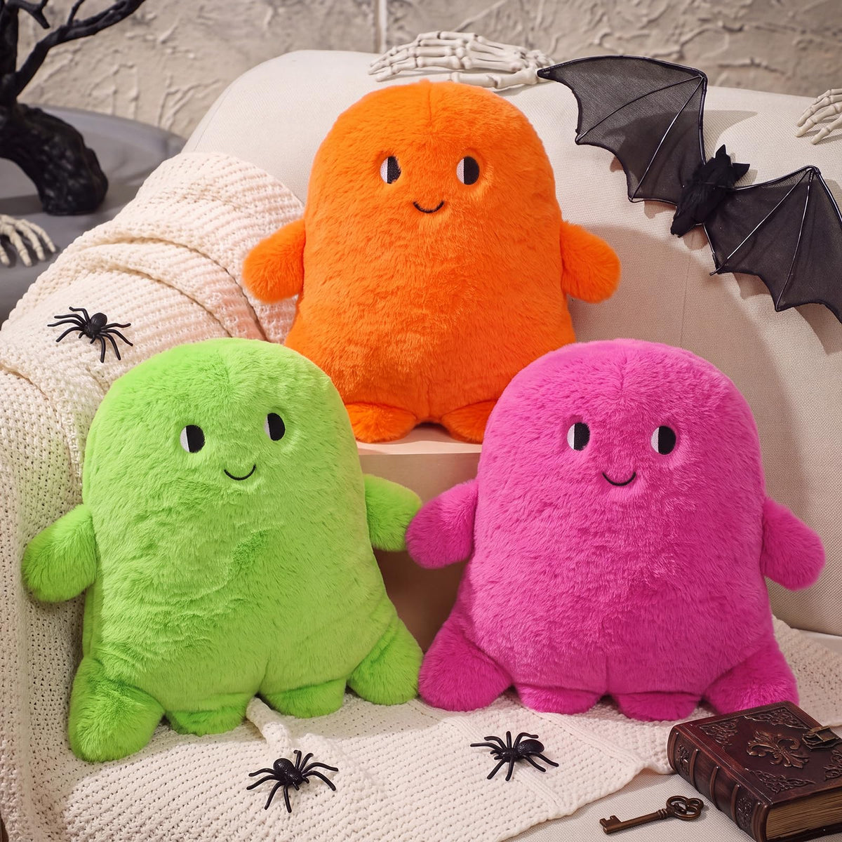3 Pcs Boo Ghost Halloween Decorative Throw Pillows