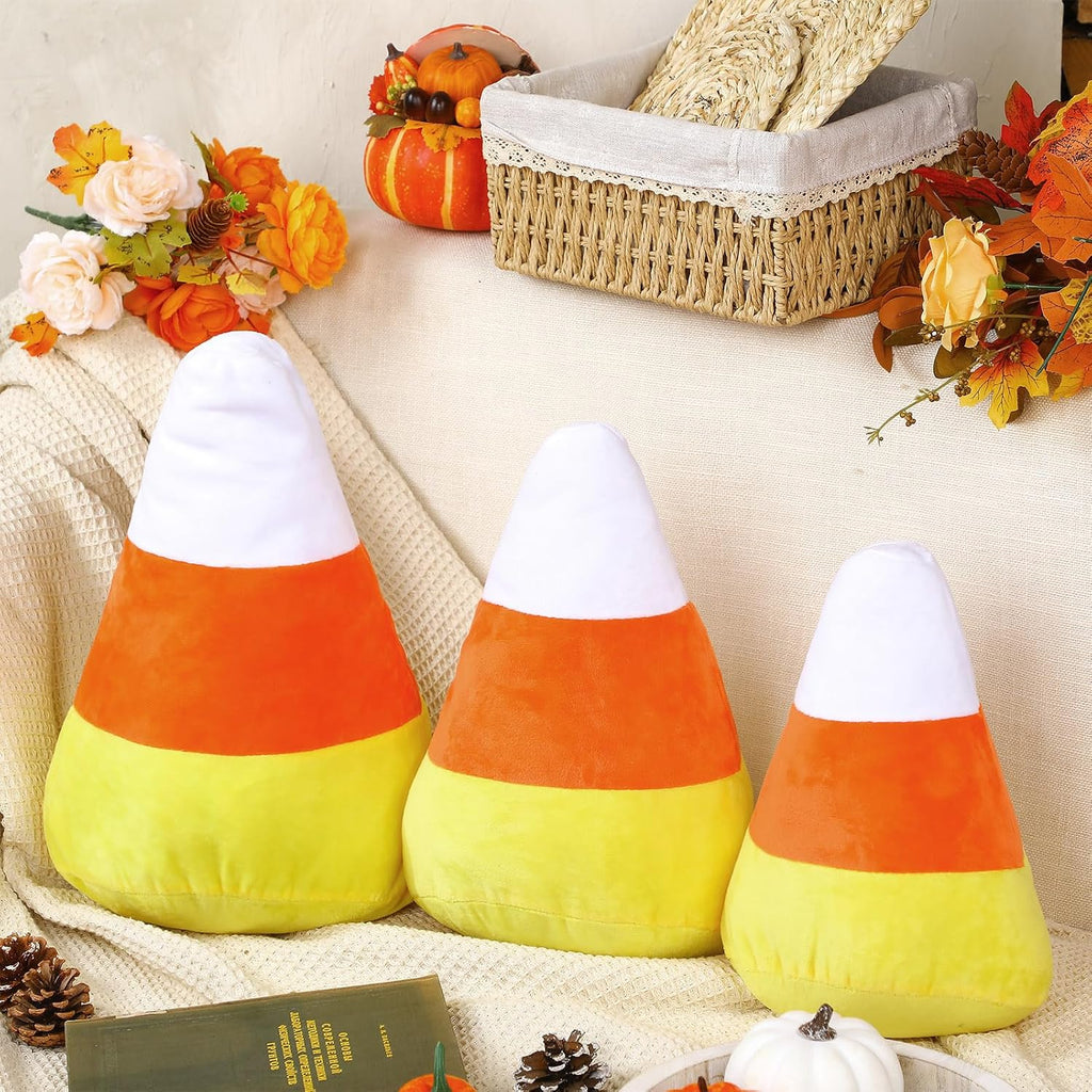 Huwena 3 Pcs Halloween Candy Corn Plush Pillows Shaped Throw,Candy Corn