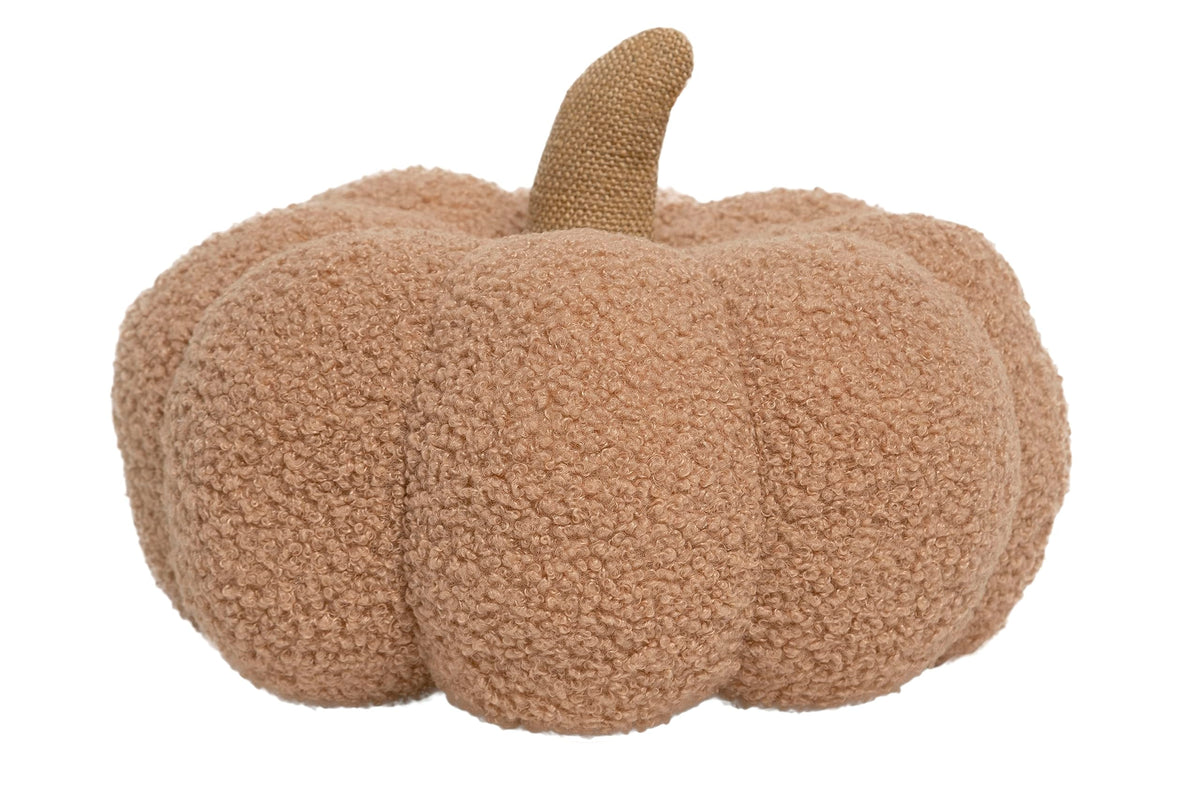 Pearhead Sherpa Pumpkin Pillow Decor, Modern Fall Home, 9", Olive Green