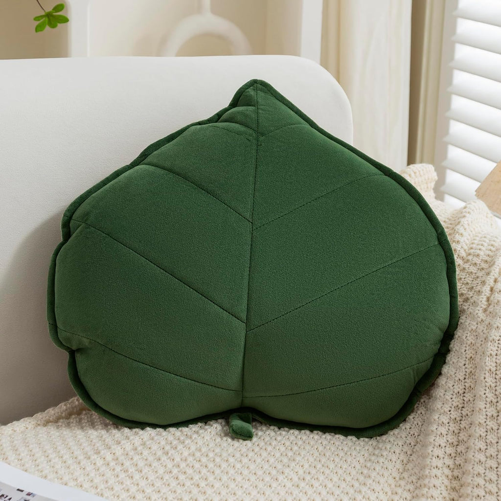 Teieas Leaf Throw Pillows Cute Novelty Plant Plush Cushion Backrest Pillow