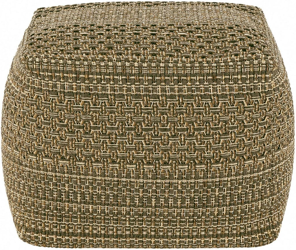 Unstuffed Ottoman Square Pouf Cover, 16.5 x 16.5 x 13 in Bohemian Ottoman with Cross-Stitch Woven Texture, Storage Footrest and Extra Seating for Living Room Bedroom Entryway