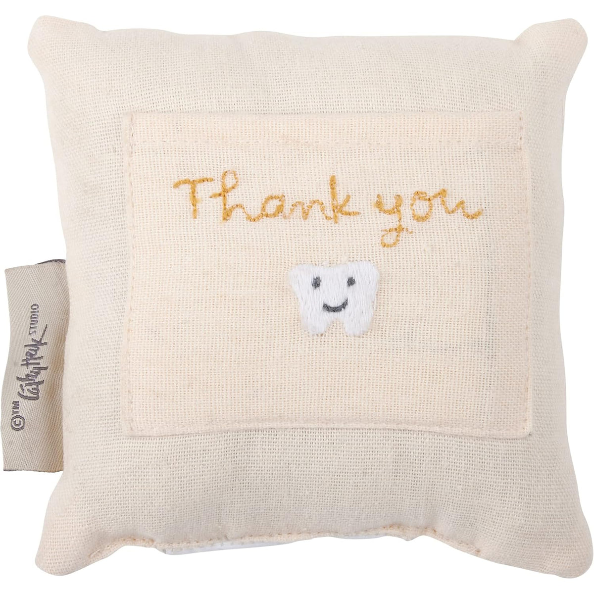 Primitives by Kathy Tooth Fairy Pillow, 5x5-inch - My BaBEE Tooth Keepsake with Storage Pocket for Rewards & Embroidered Bee Design