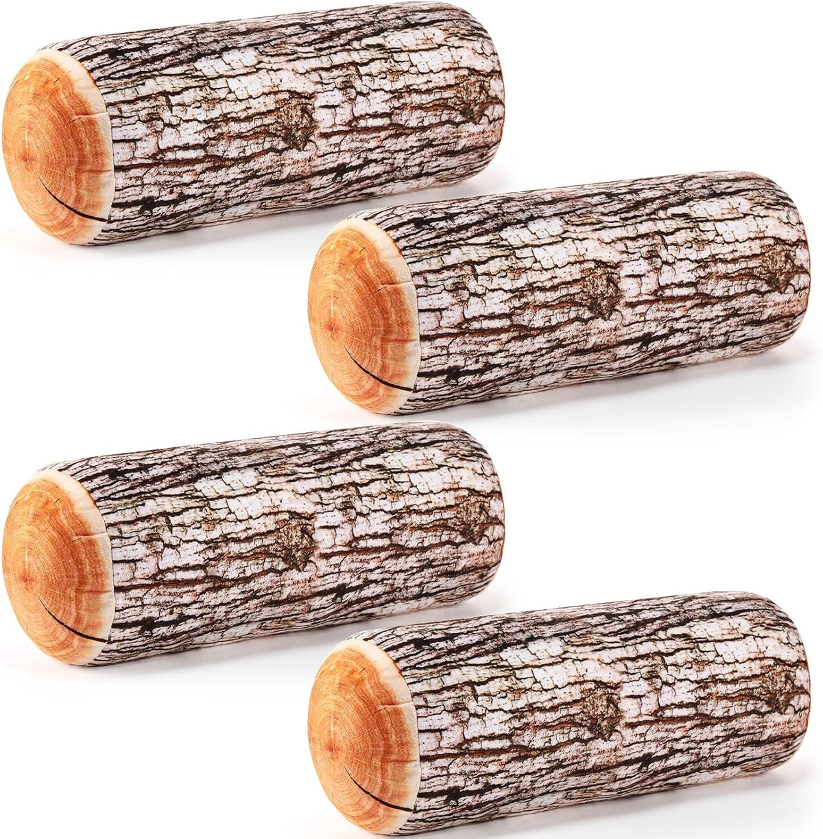 Huwena 4 Pcs Wood Pillows Tree Stump for Home Sofa Living Room Decor