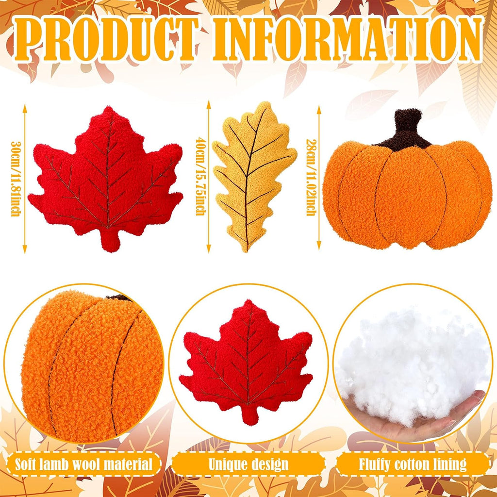 Huwena 3 Pcs Fall Throw Pillows Pumpkin Decor Thanksgiving Pillow Cushions
