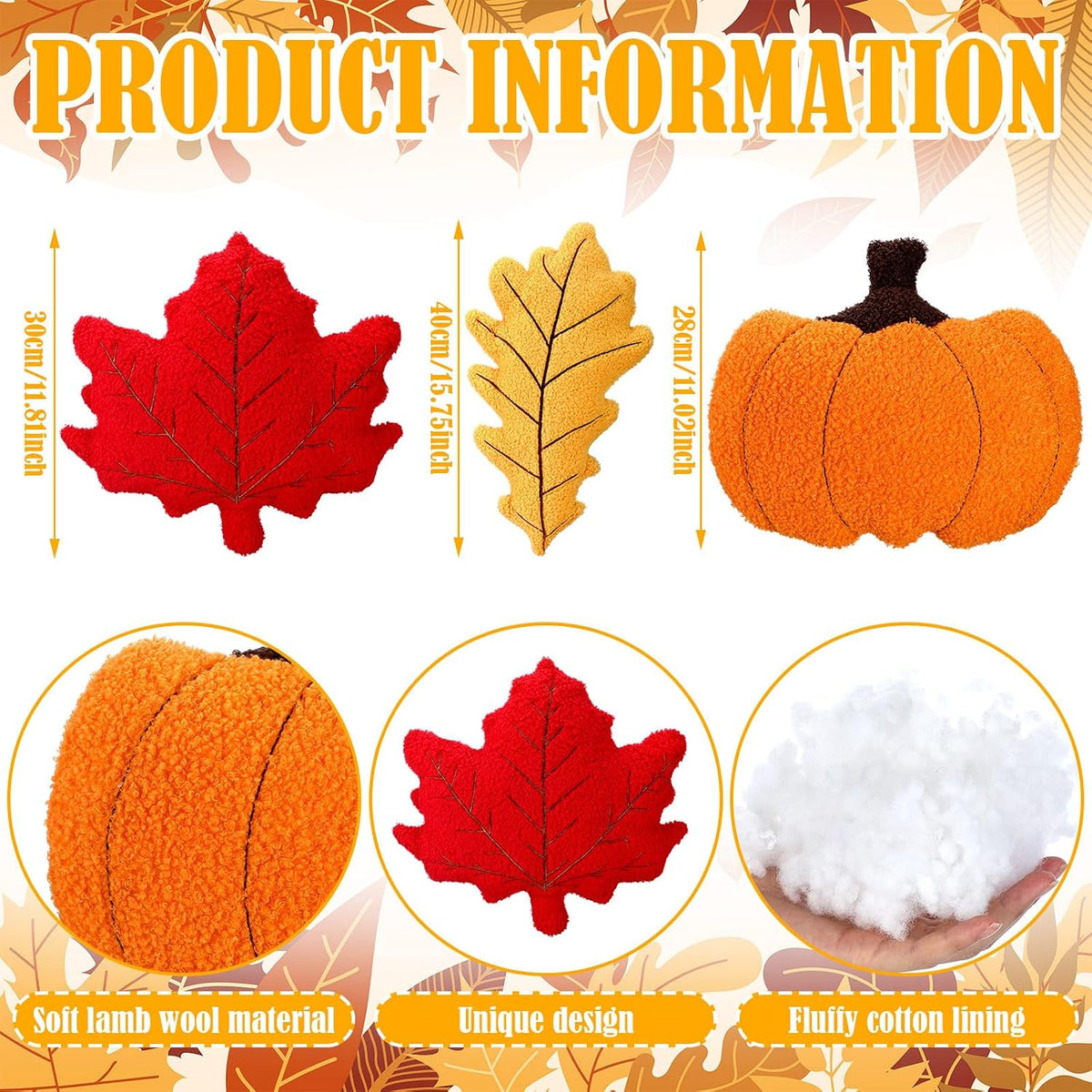 Huwena 3 Pcs Fall Throw Pillows Pumpkin Decor Thanksgiving Pillow Cushions