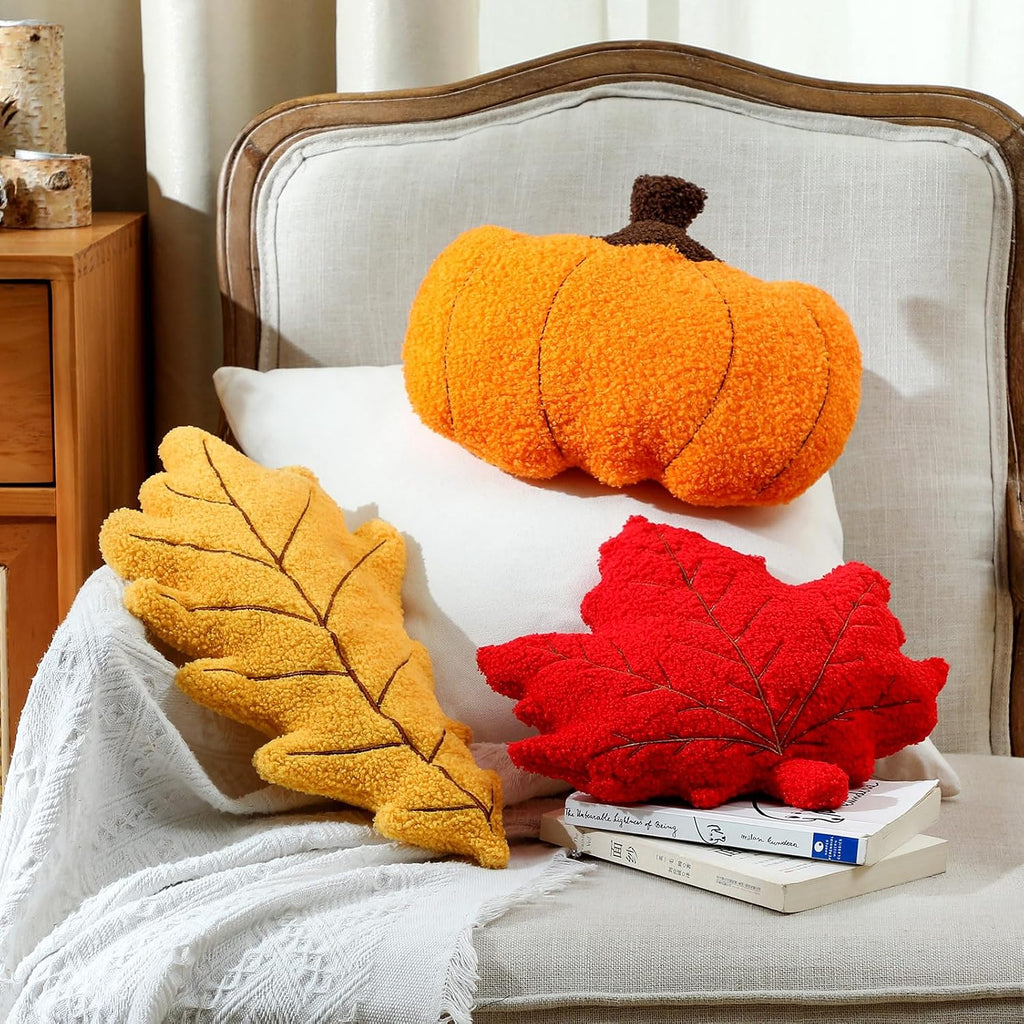 Huwena 3 Pcs Fall Throw Pillows Pumpkin Decor Thanksgiving Pillow Cushions